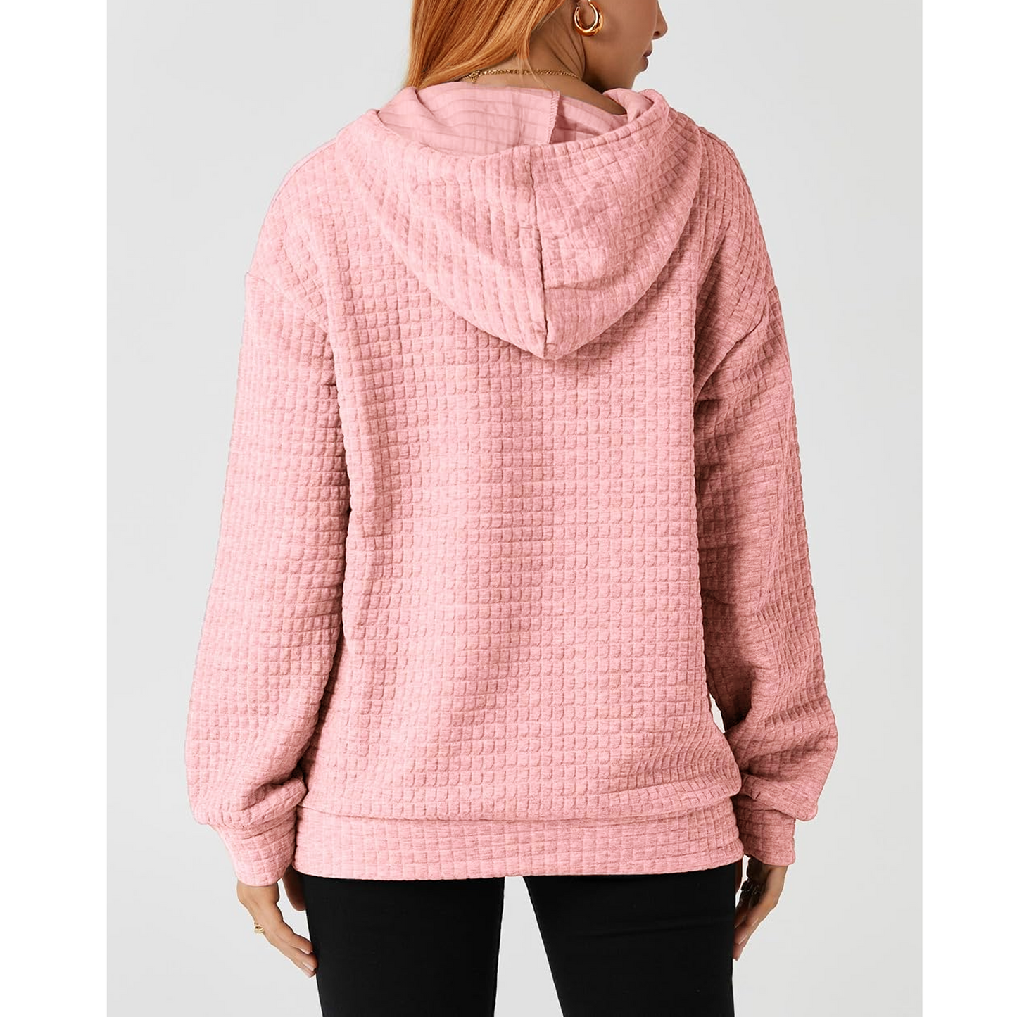 MLDRA Hoodies for Women, Fall Crewneck Womens Hoodies Sweatshirt for Women 2025 Waffle Knit Pullover with Pockets, Essentials Hoodie Casual Long Sleeve Drawstring