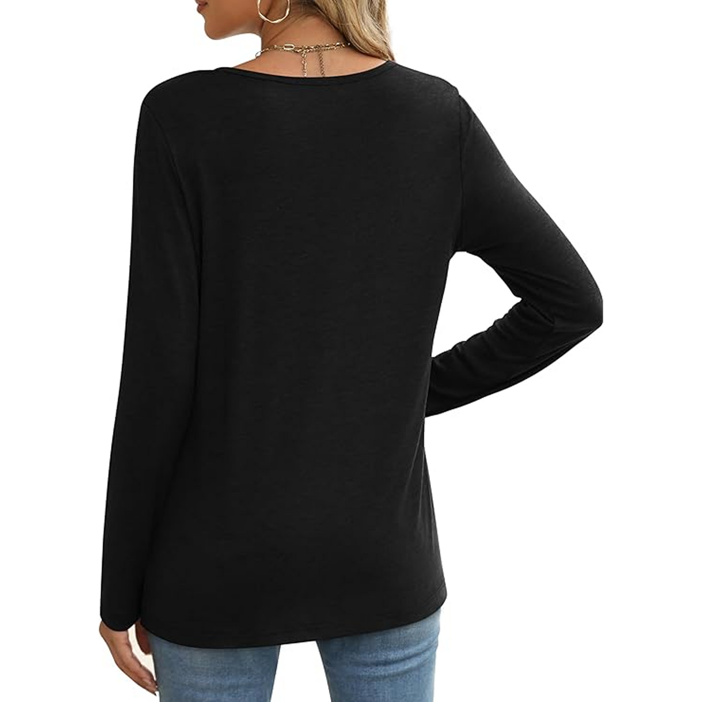 MLDRA T Shirts for Women Long Sleeve Shirts Crewneck Comfy Casual Basic Fall Tops Loose Fit Clothes