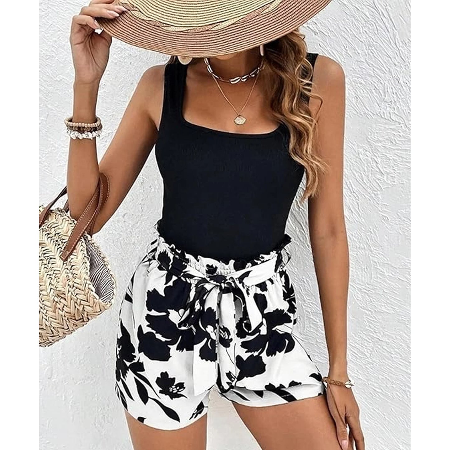 MLDRA Women's Two Piece Outfits Casual Suit Set with Tank Top and Shorts Summer Streetwear Suit