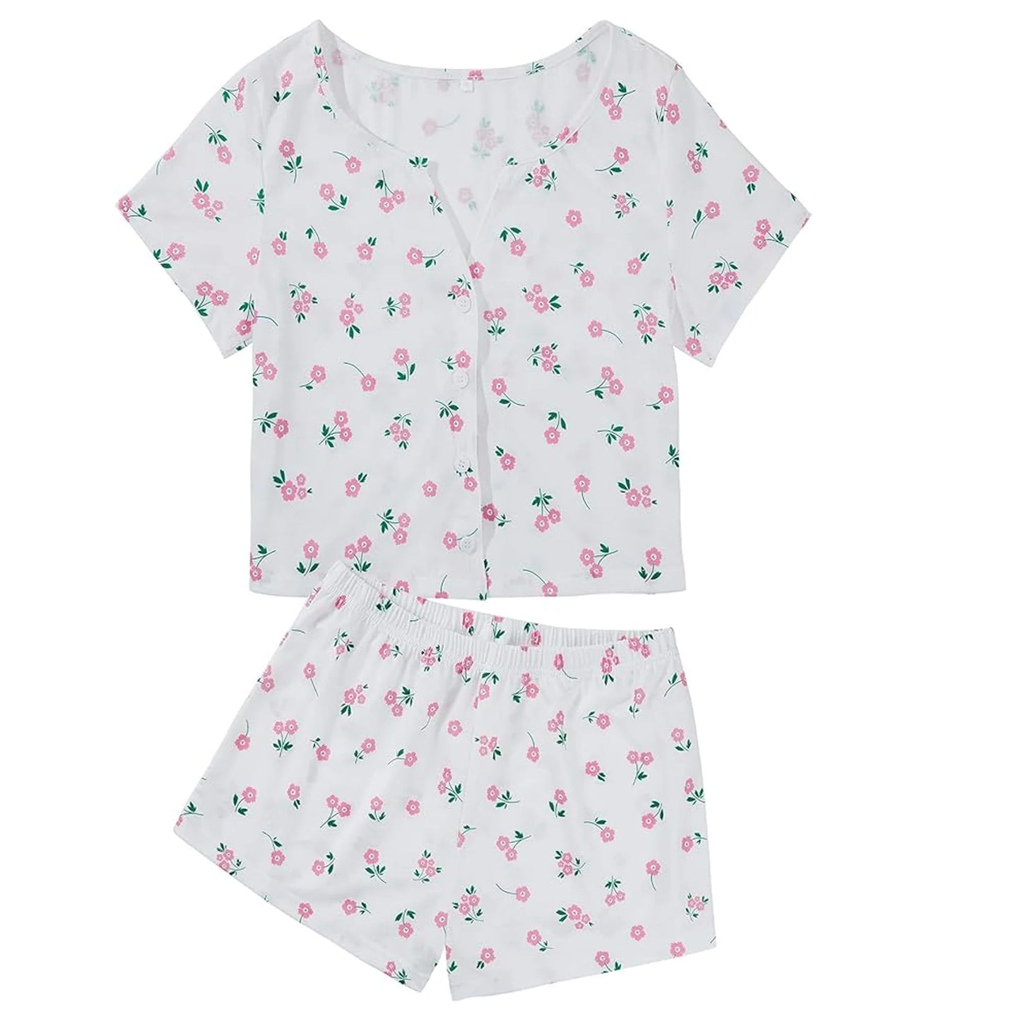MLDRA Womens Summer Pajama Sets Cute Shorts Soft Pj Set 2 Piece Sleepwear Loungewear Set