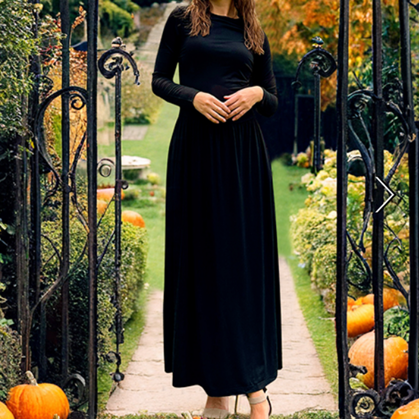 MLDRA Maxi Dress, Fashion Fall Winter Cotton Black Dresses for Women 2025 with Pockets for Funeral Party Wedding, Trendy Casual Long Sleeve Dress for Women Round Neck