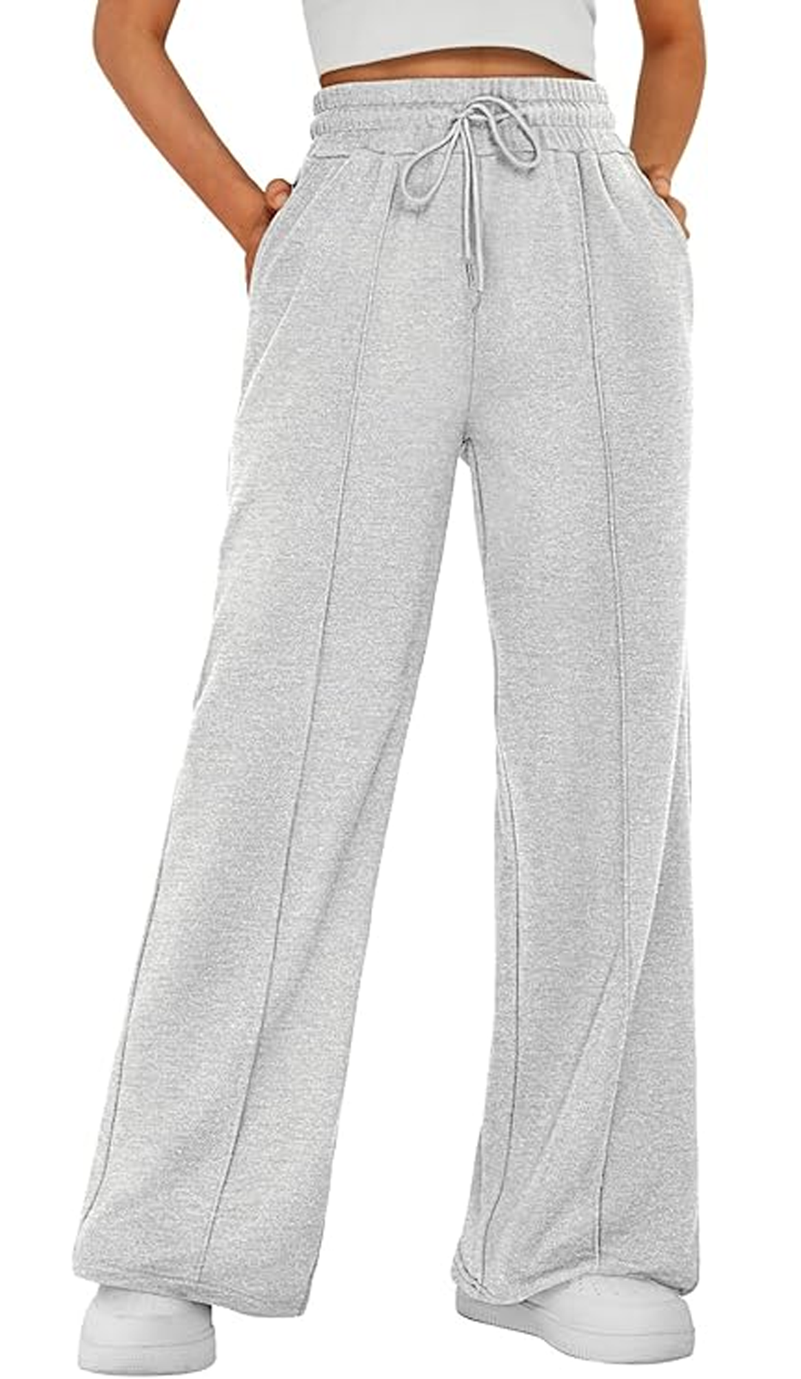 MLDRA Women's Wide-Leg Sports Pants Yoga Sweatpants High-Waisted Loose Jogging Pants with Drawstring & Side Pockets, Soft & Comfortable Lightweight for Summer