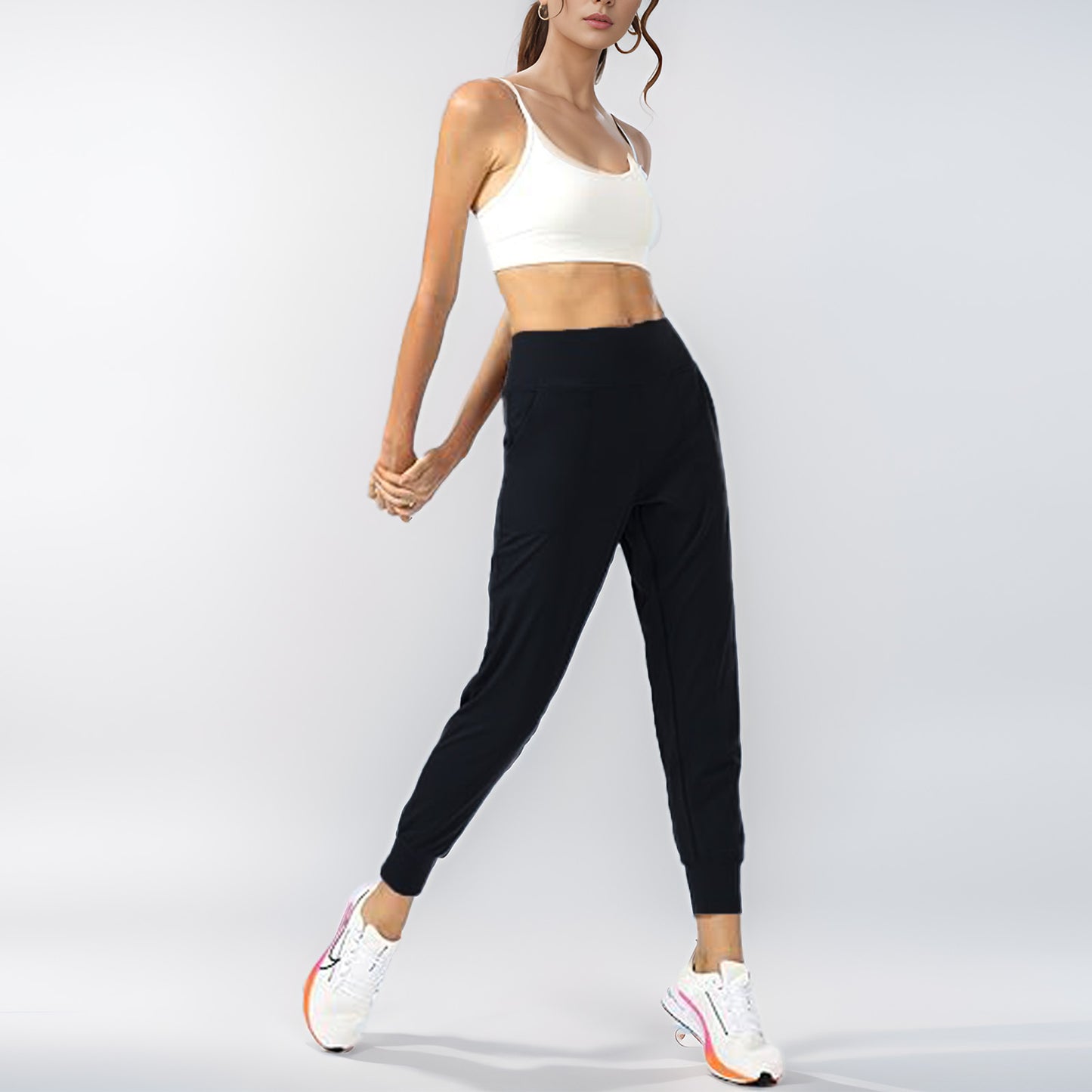 MLDRA Women's Joggers Sweatpants Yoga Pants with Zipper Pockets High Waisted for Workout Running