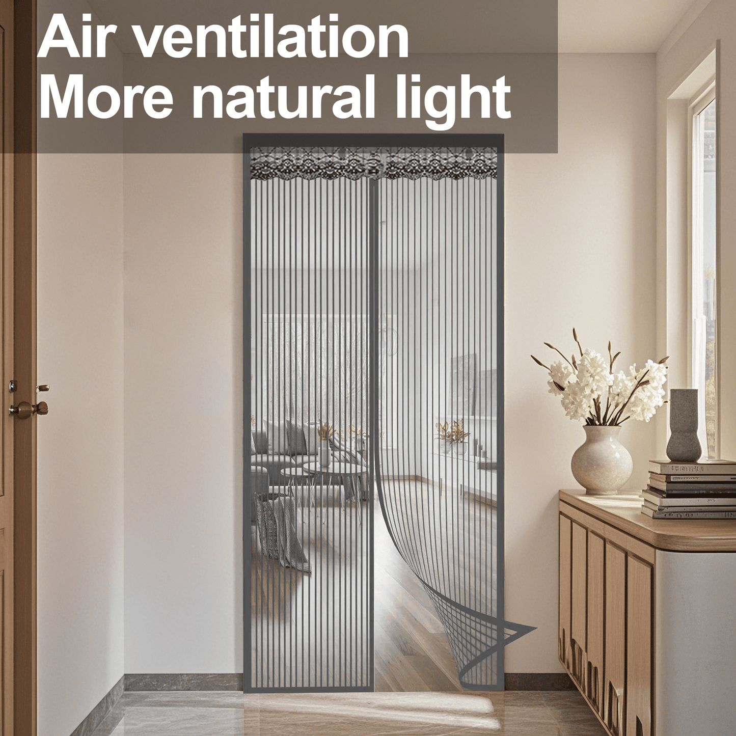 Magnetic Screen Door for Home, Auto-Close Heavy Duty Mesh Curtain, Bug Proof & Pet Friendly Design, Easy-Install Hands Free Entry, 35.4" x 82.7", Gray