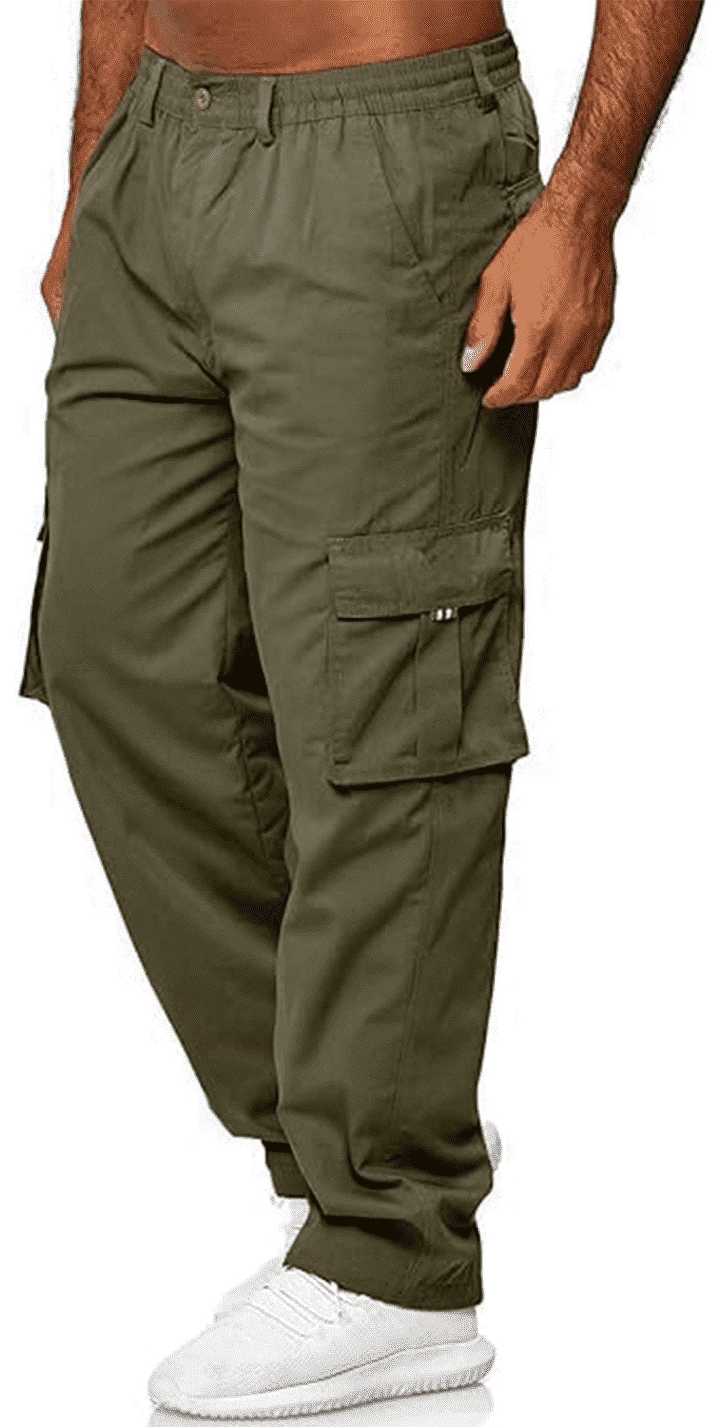 MLDRA Men's Cargo Pants Jogger Work Trousers Relaxed Fit Loose Casual Sweatpants Lightweight Slacks with Multi Pockets Black
