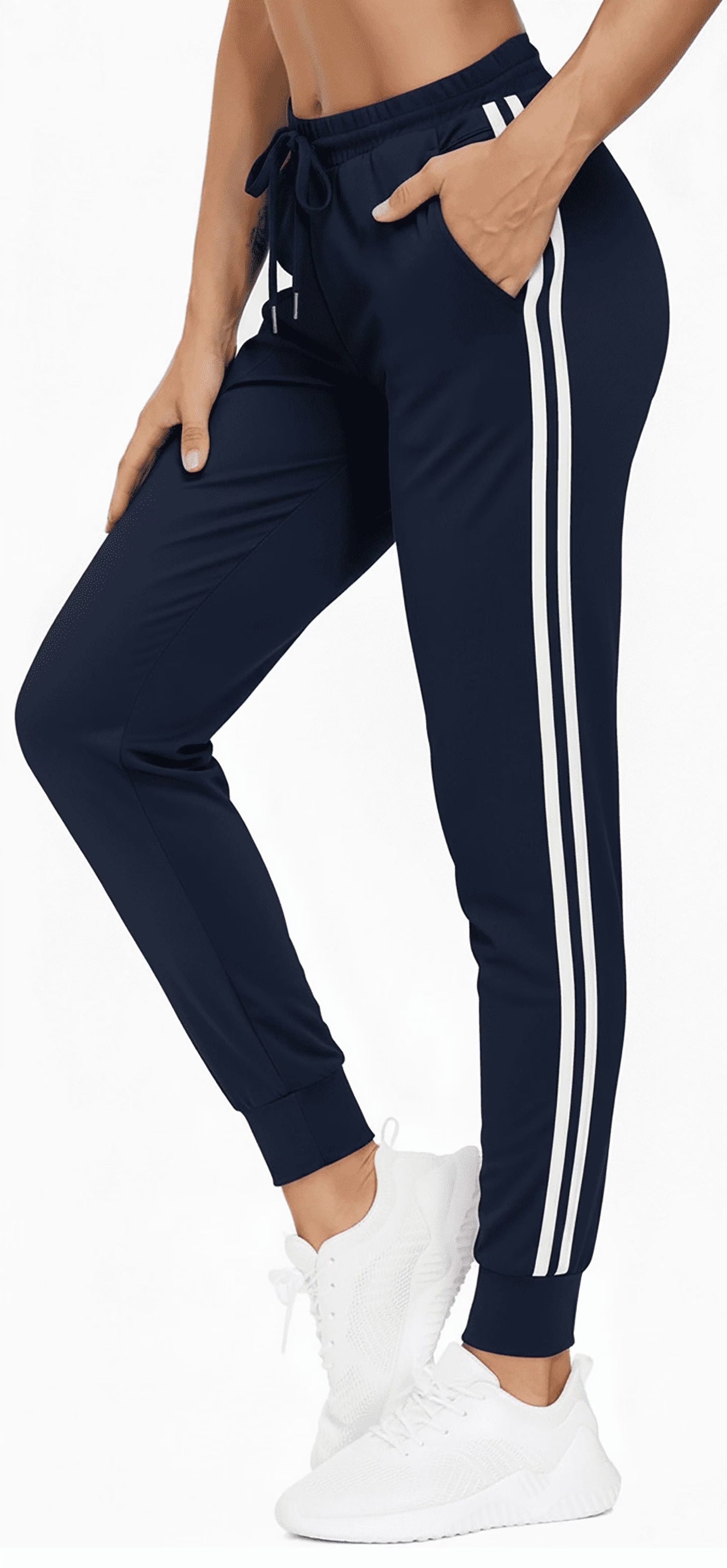 MLDRA Women’s Jogger Sweatpants with Pockets Yoga Pants High Waisted Cinch Bottom Athletic Lounge Pants for Workout, Running Casual Wear (Black)