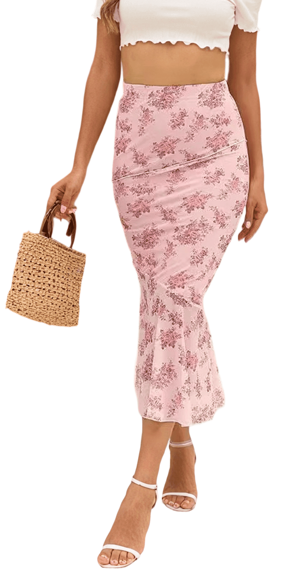 MLDRA Skirts for Women Elastic High Waist Maxi Skirt with Pockets Trendy Tie Knot Dressy Casual A-line Long Flowy Pleated Skirts