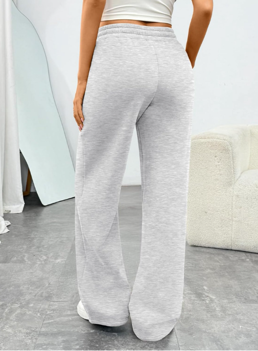MLDRA Women’s Wide Leg Casual Lounge Pants for Work Going Out Travel,2026 Women Grey Pants with Drawstring Elastic Waist and Pockets