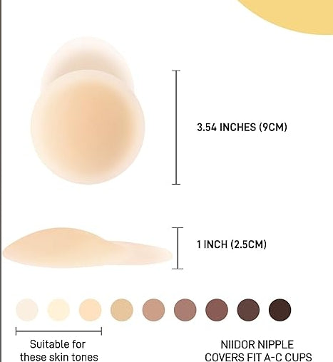 MLDRA Nipple Covers Stickers, Reusable Sticky Adhesive Silicone Nipple Pasties Bras for Women Breast Petals with Travel Case