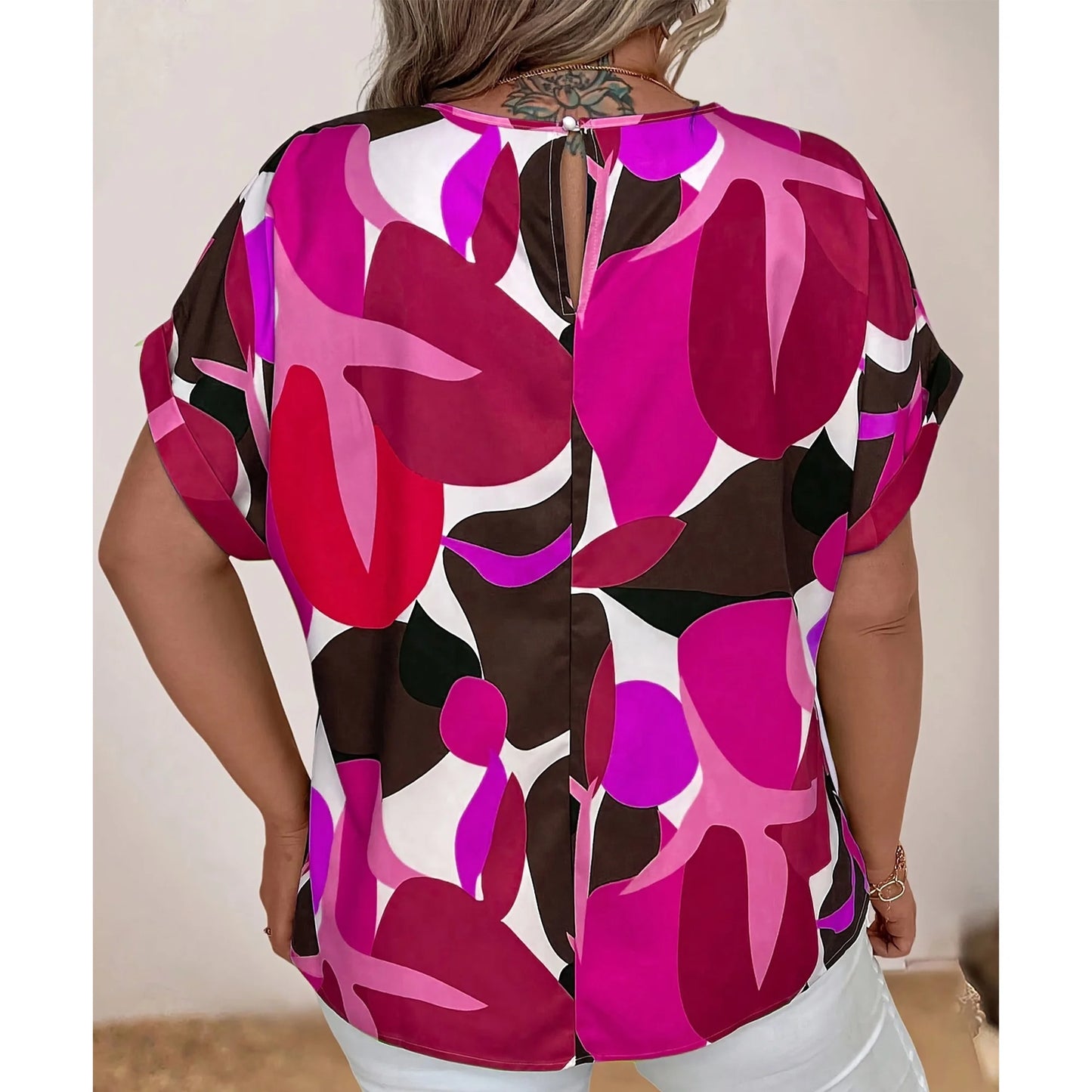 SOMER Plus Size Tops for Women Short Sleeve Women's Tops Casual Plus Size T Shirts Loose Tees 4XL