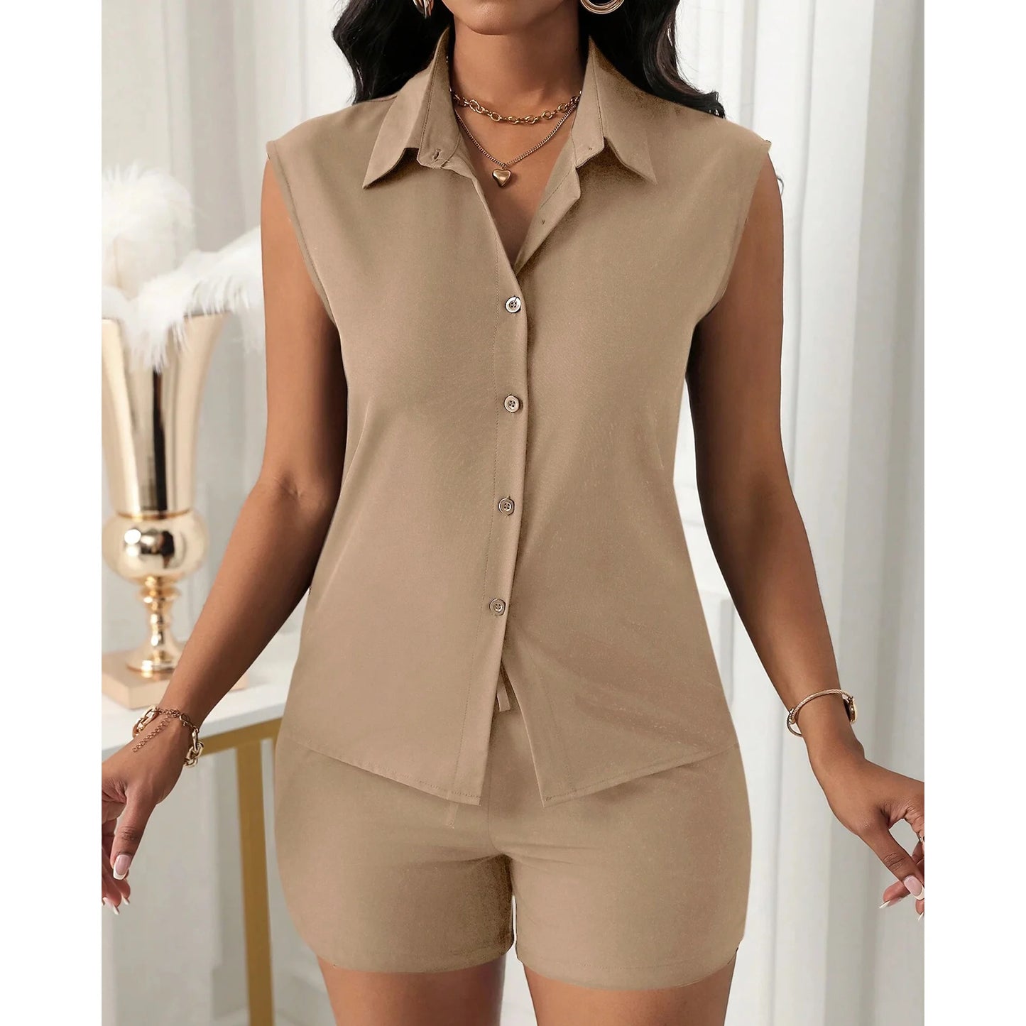Womens Two Piece Short Sets Summer Travel Outfits Sweatsuits Sleeveless Lounge Sets Tracksuit