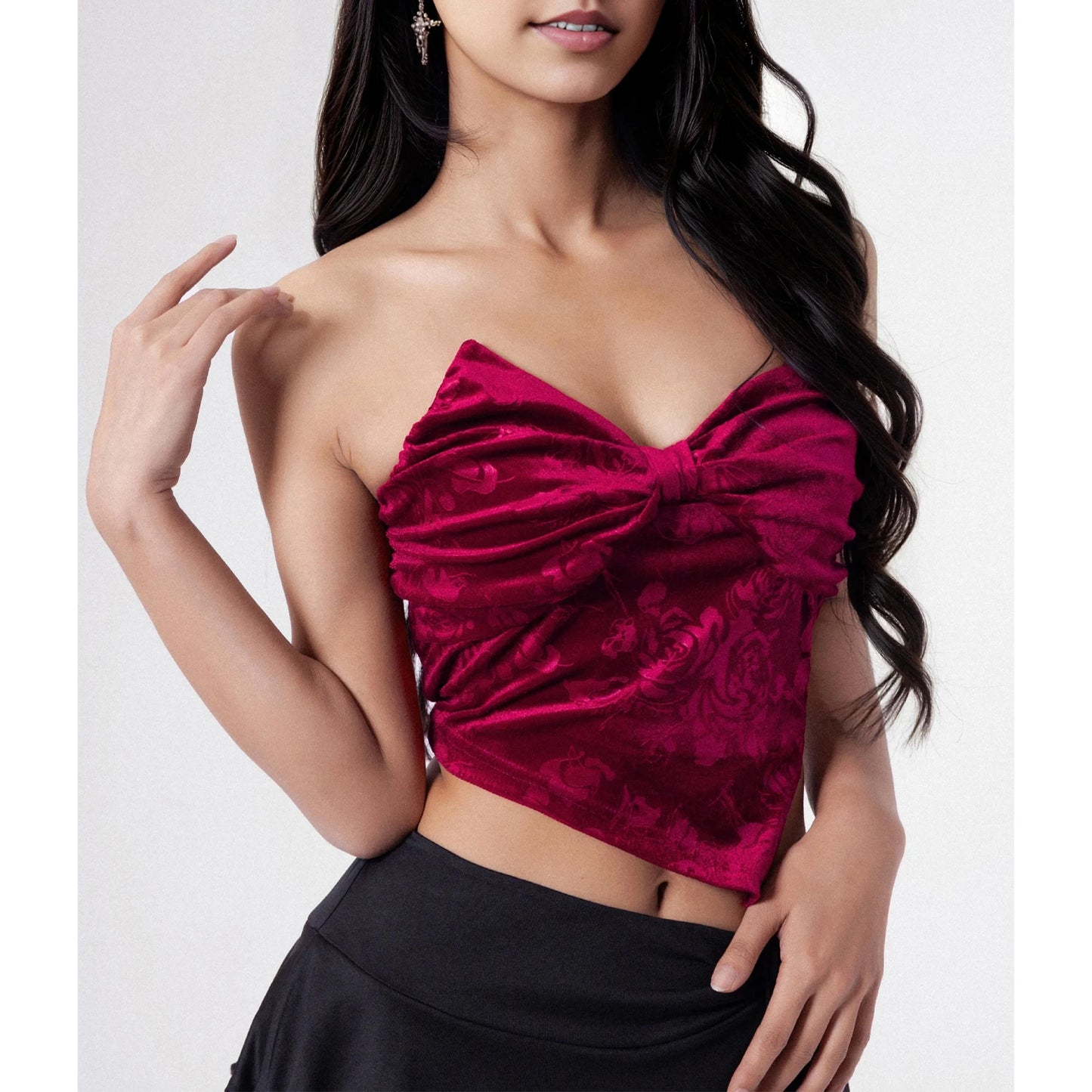 SOMER Women's Party Tube Top For Women's Summer Velvet Print Up Sleeveless Sexy Top