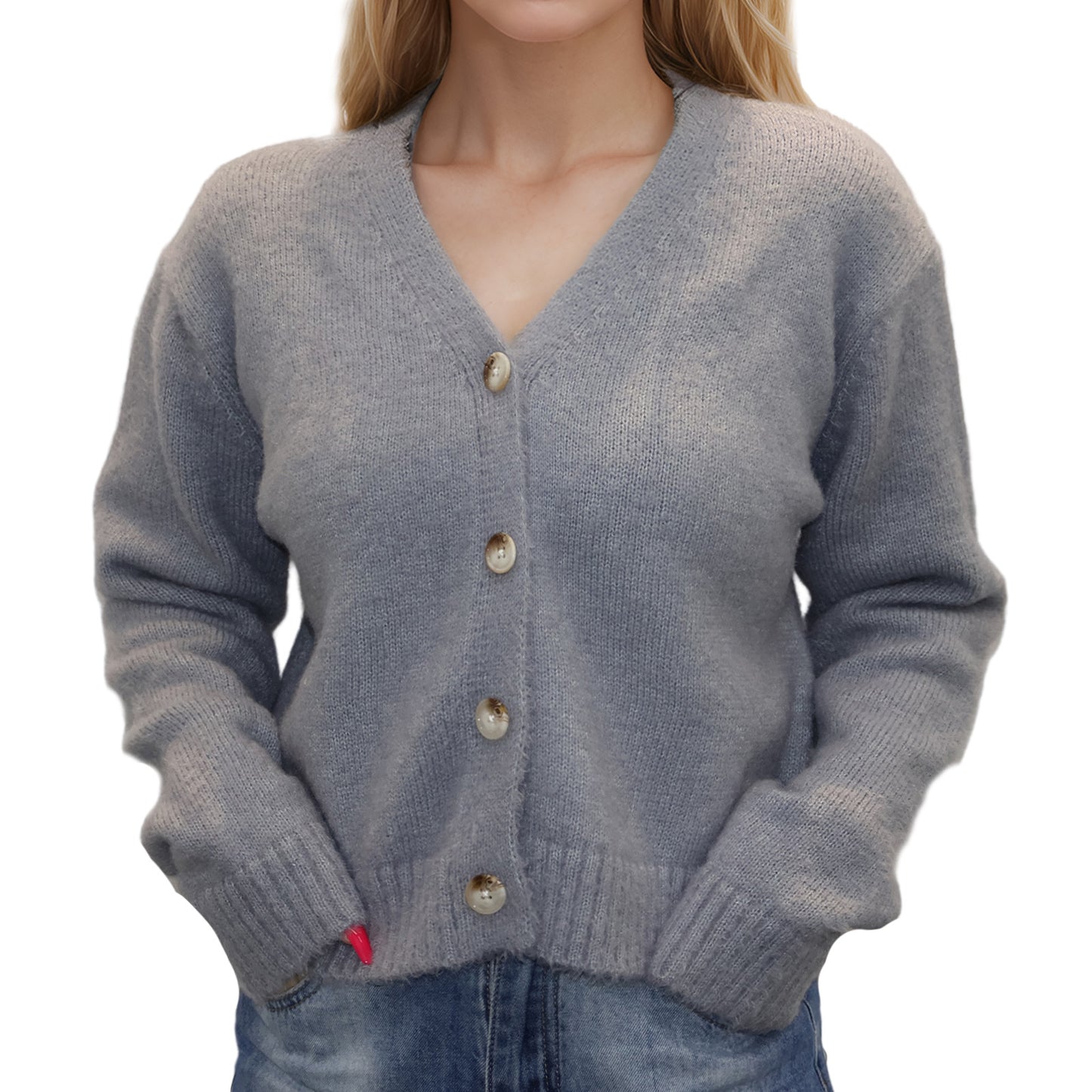 Womens Sweaters open cardigans Coat Long Sleeve V Neck Button Down Soft Knitwear Lightweight Outerwear