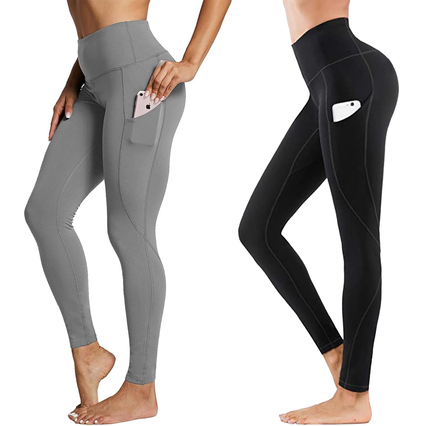 MLDRA Women's Yoga Pants Leggings Sports with Pockets High Waist Tummy Control Workout 2 pieces