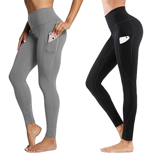 MLDRA Women's Yoga Pants Leggings Sports with Pockets High Waist Tummy Control Workout 2 pieces