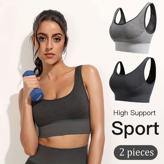 2 Pack Sports Bras for Women High Support Wirefree Padded Bras Supportive Workout Yoga Bras Workout Athletic Comfortable Underoutfit Tank Tops