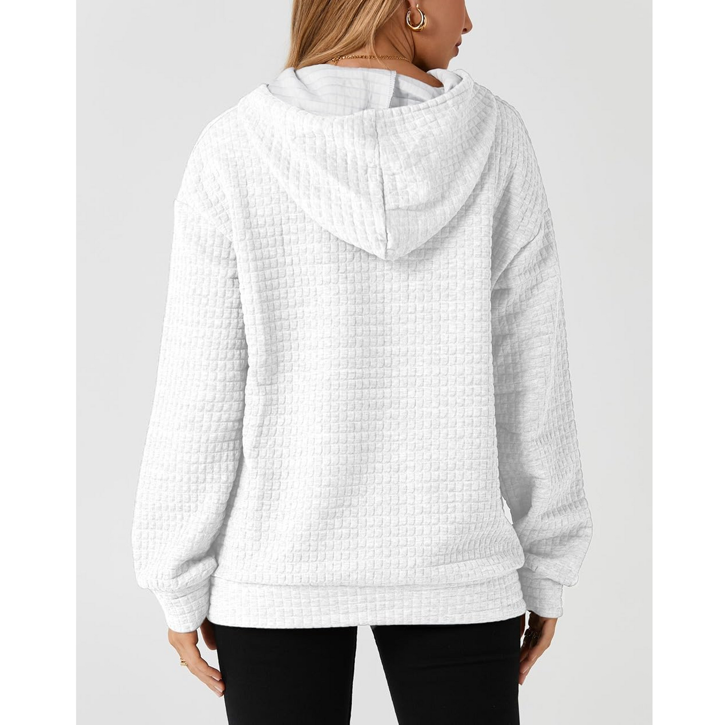 MLDRA Hoodies for Women, Fall Crewneck Womens Hoodies Sweatshirt for Women 2025 Waffle Knit Pullover with Pockets, Essentials Hoodie Casual Long Sleeve Drawstring