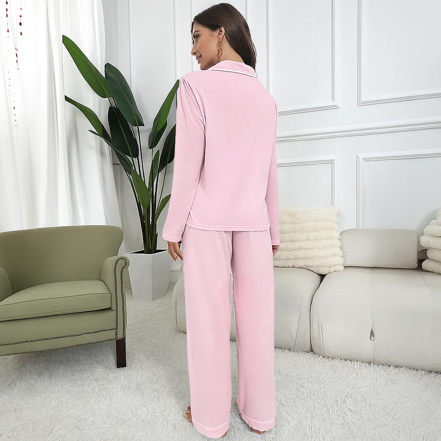 MLDRA Pajama for Women Sets PJs Button Up Long Sleeve with Lounge Pants Lightweight Soft Cute Women Pajama 2 Piece Set,2025 Fall