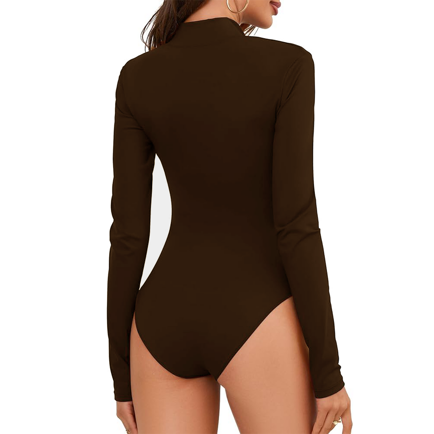 Body Suit Tummy Control Bodysuit Deep V Neck Zip Up Long Sleeve Tops Black Bodysuits for Women Black