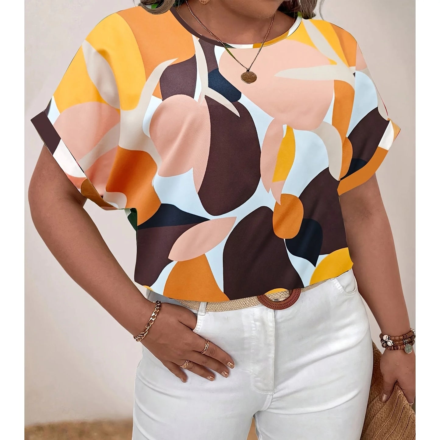 SOMER Plus Size Tops for Women Short Sleeve Women's Tops Casual Plus Size T Shirts Loose Tees 3XL