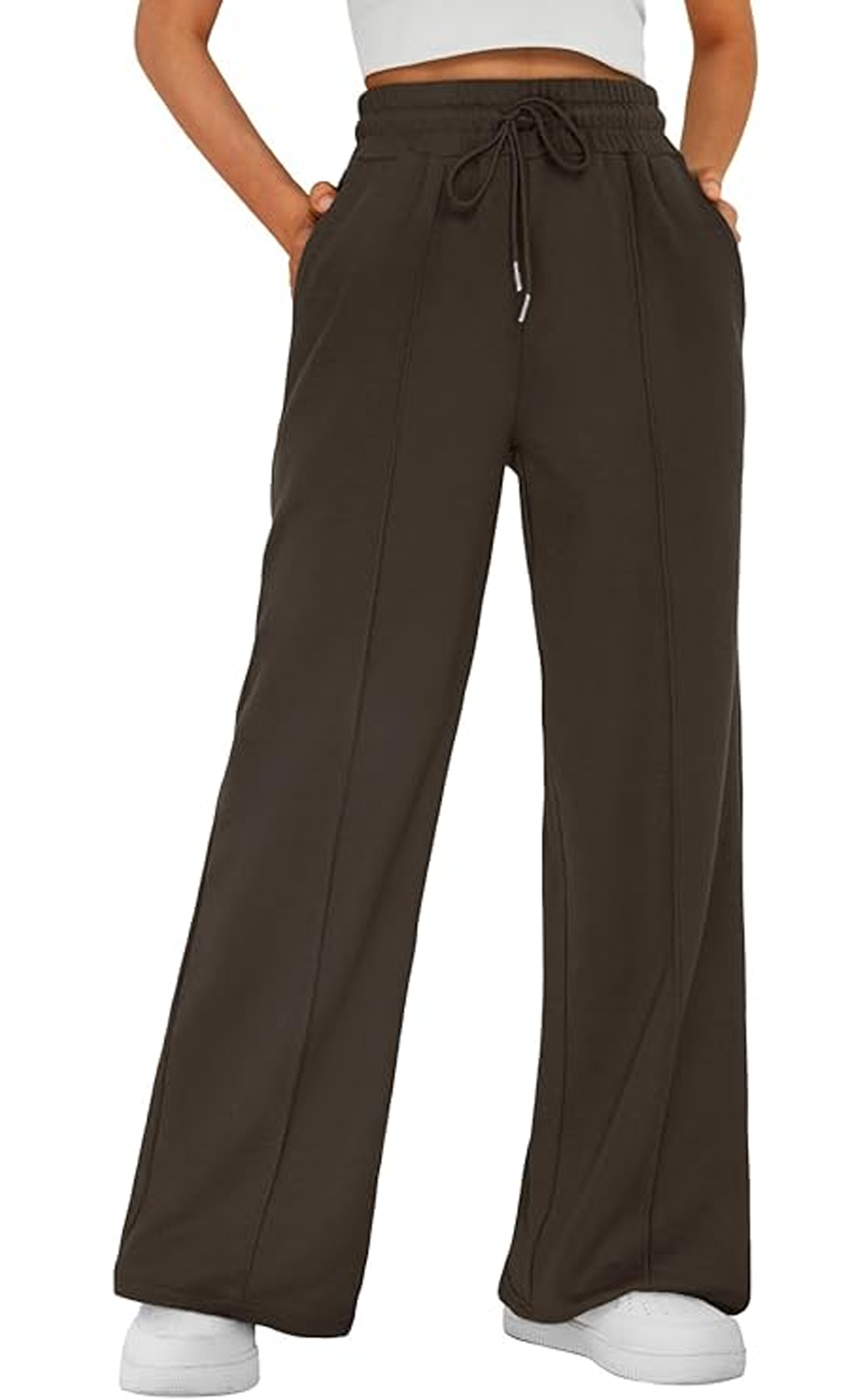 MLDRA Women's Wide-Leg Sports Pants Yoga Sweatpants High-Waisted Loose Jogging Pants with Drawstring & Side Pockets, Soft & Comfortable Lightweight for Summer