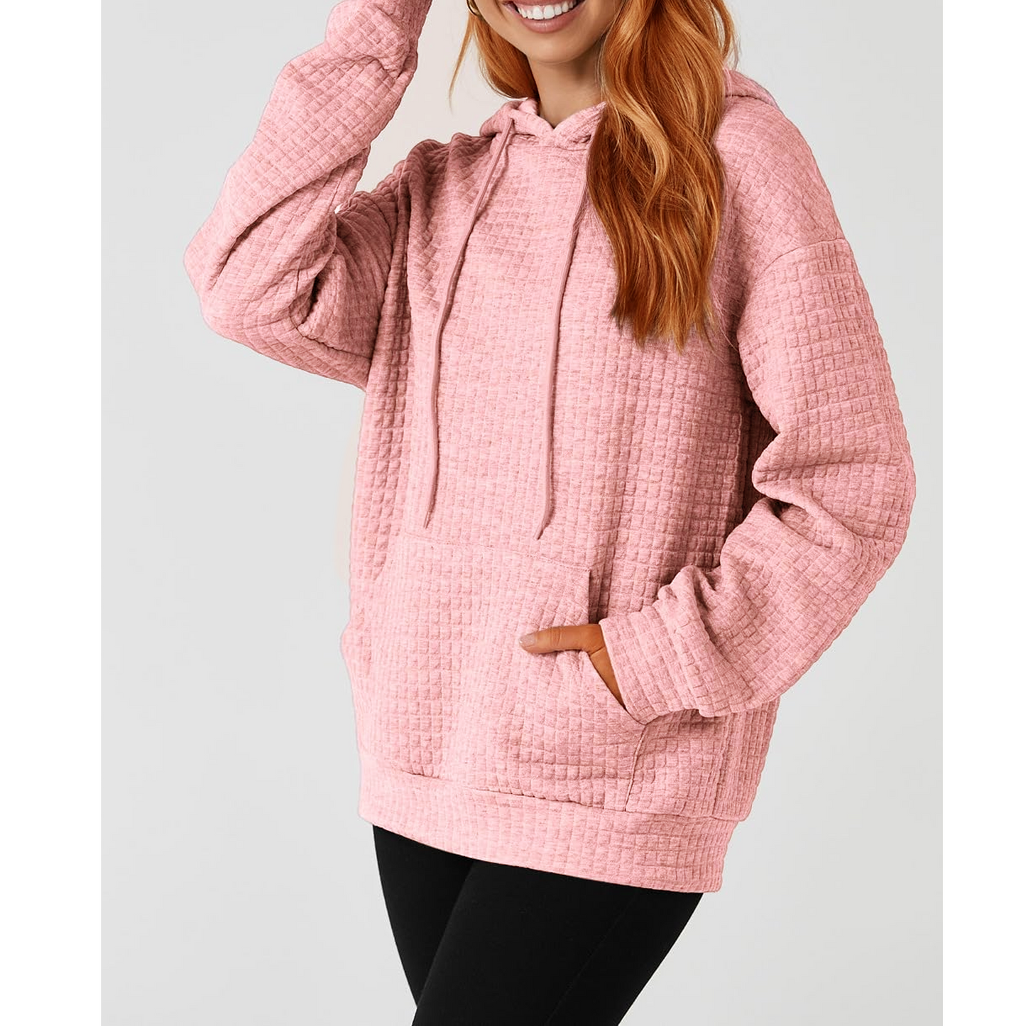 MLDRA Hoodies for Women, Fall Crewneck Womens Hoodies Sweatshirt for Women 2025 Waffle Knit Pullover with Pockets, Essentials Hoodie Casual Long Sleeve Drawstring