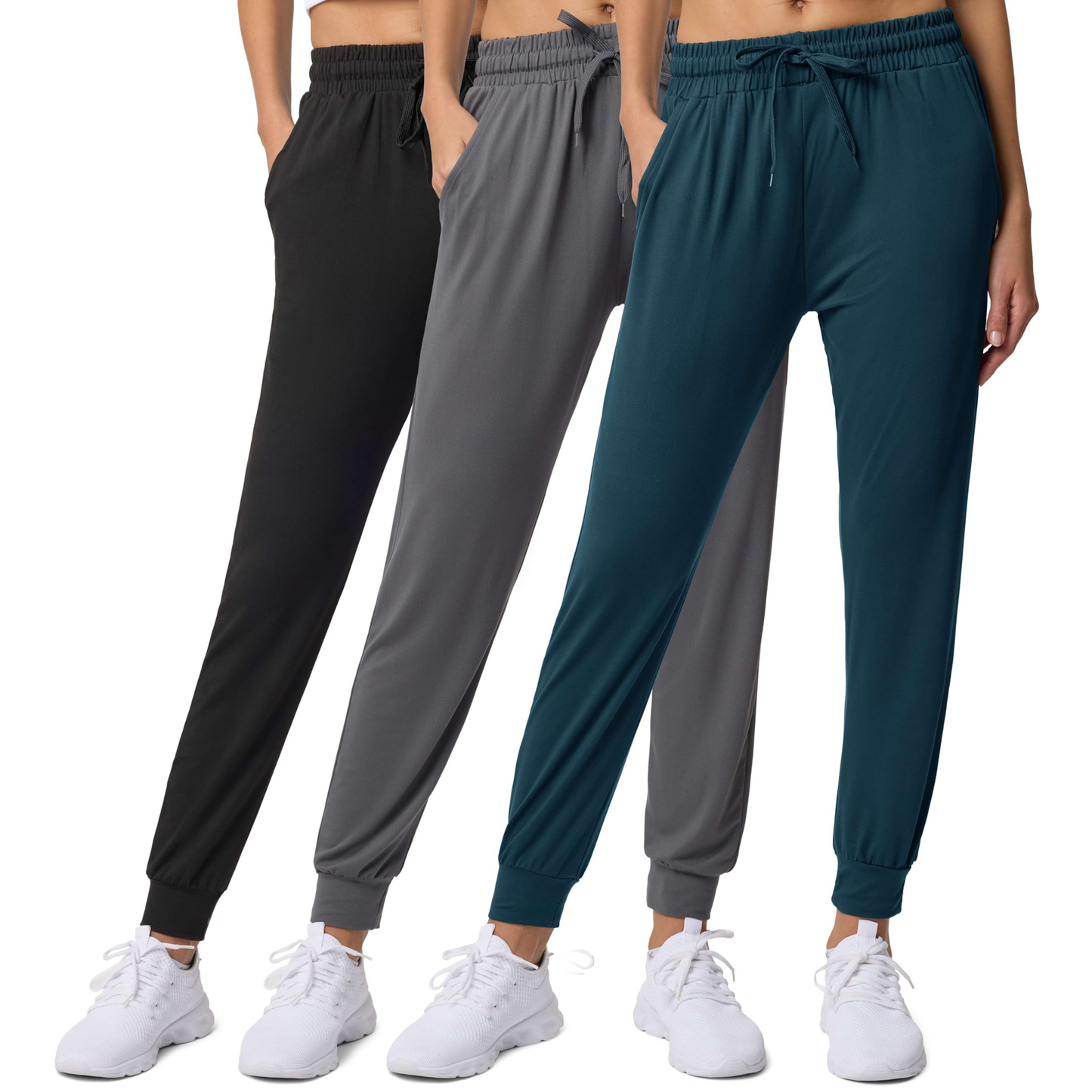 MLDRA 3 Pack Joggers Sweatpants for Women Ultra-Soft Lightweight for Lounge Athletic Yoga Running Workout Pants with Pockets