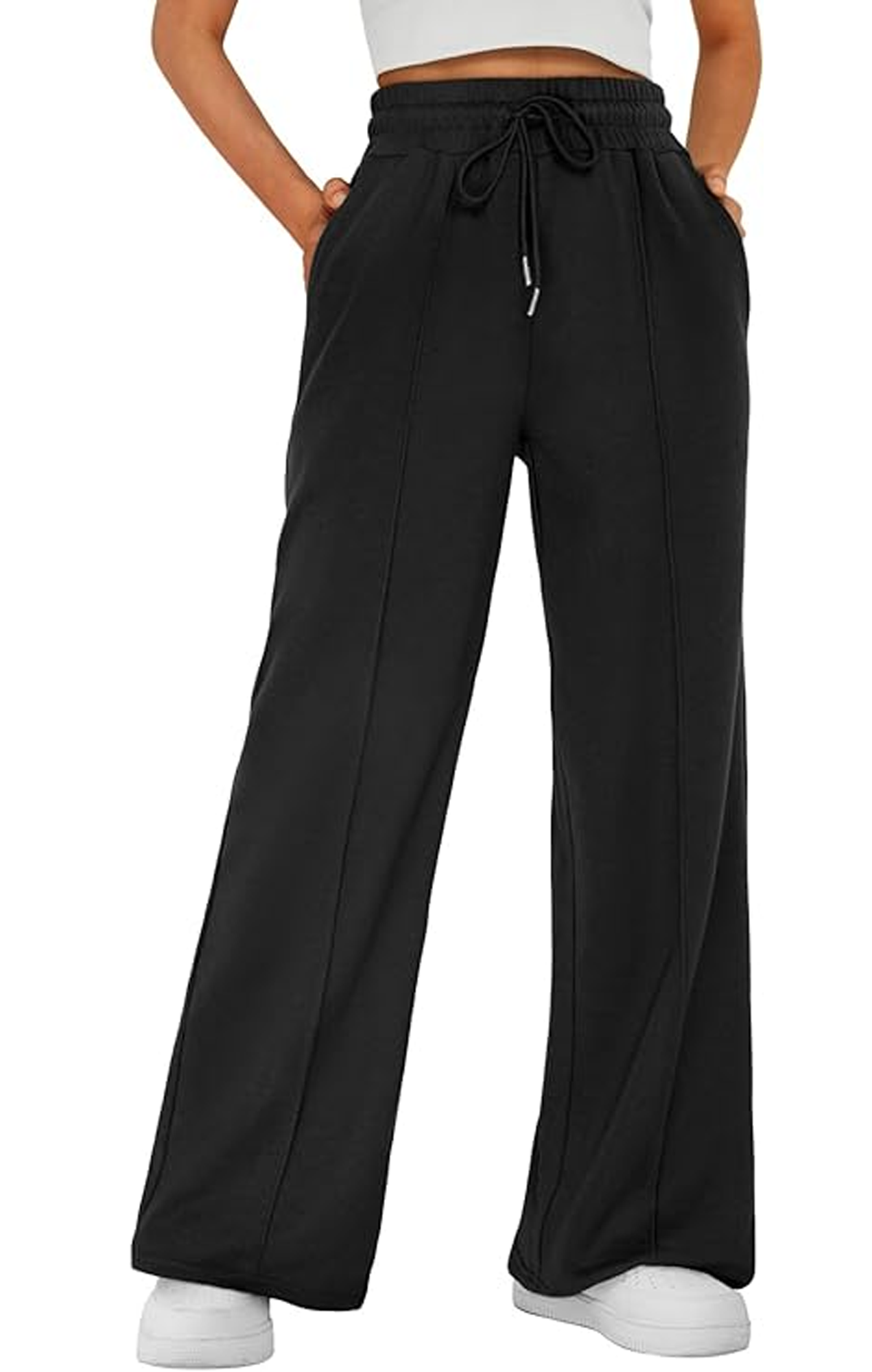 MLDRA Women's Wide-Leg Sports Pants Yoga Sweatpants High-Waisted Loose Jogging Pants with Drawstring & Side Pockets, Soft & Comfortable Lightweight for Summer