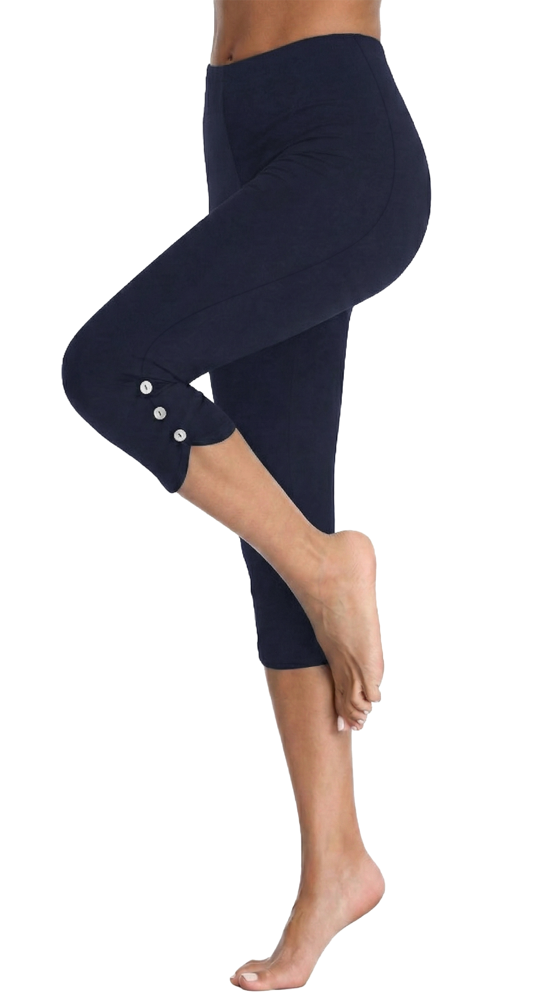 MLDRA Women's Capri Leggings Yoga Pants High Waisted Knee Length Stretch for Casual Soft Workout Exercise Ladies Lounge Pants Black