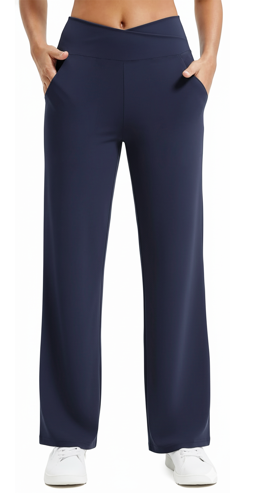 Womens Yoga Pants Wide Leg Pants Work Lounge Pants Crossover High Waisted Loose Casual with Pockets