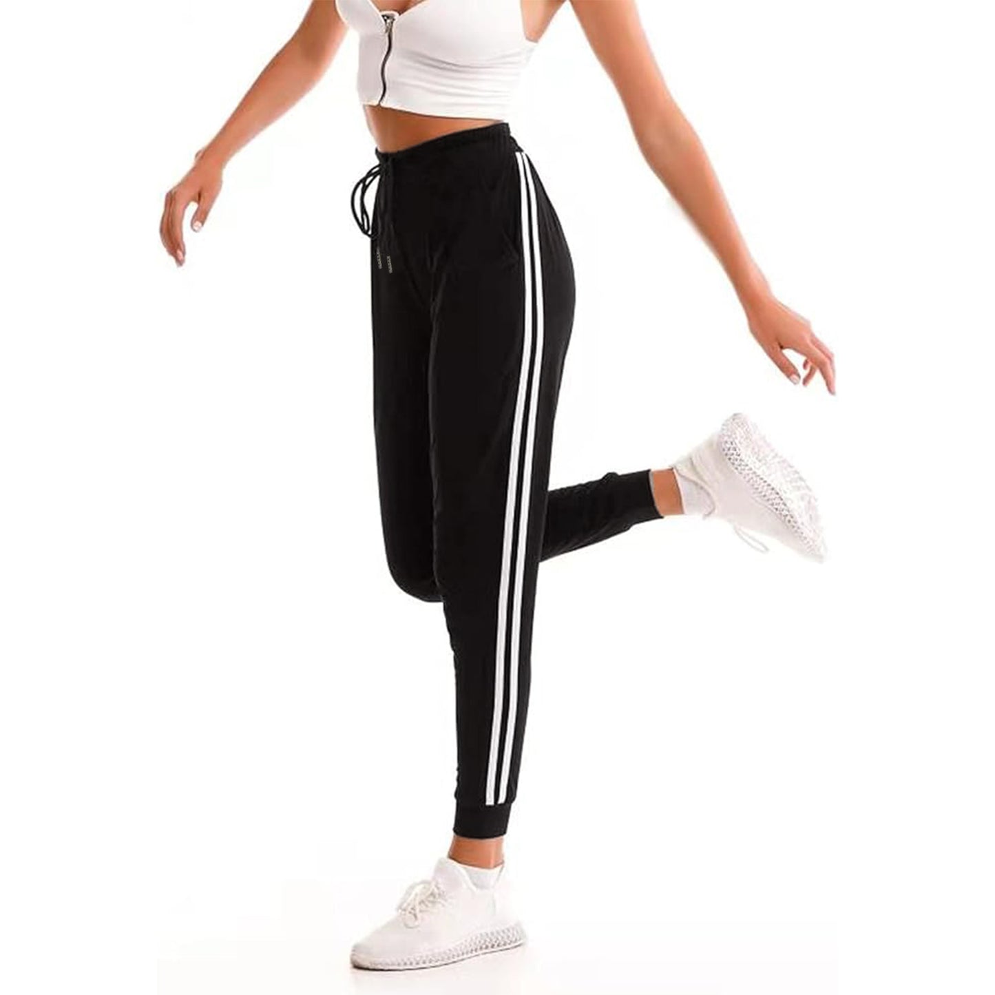 MLDRA Womens Sweatpants Joggers Lounge Pants LadyAthletic Cinch Bottom Pockets for Gym Workout Yoga Running Black