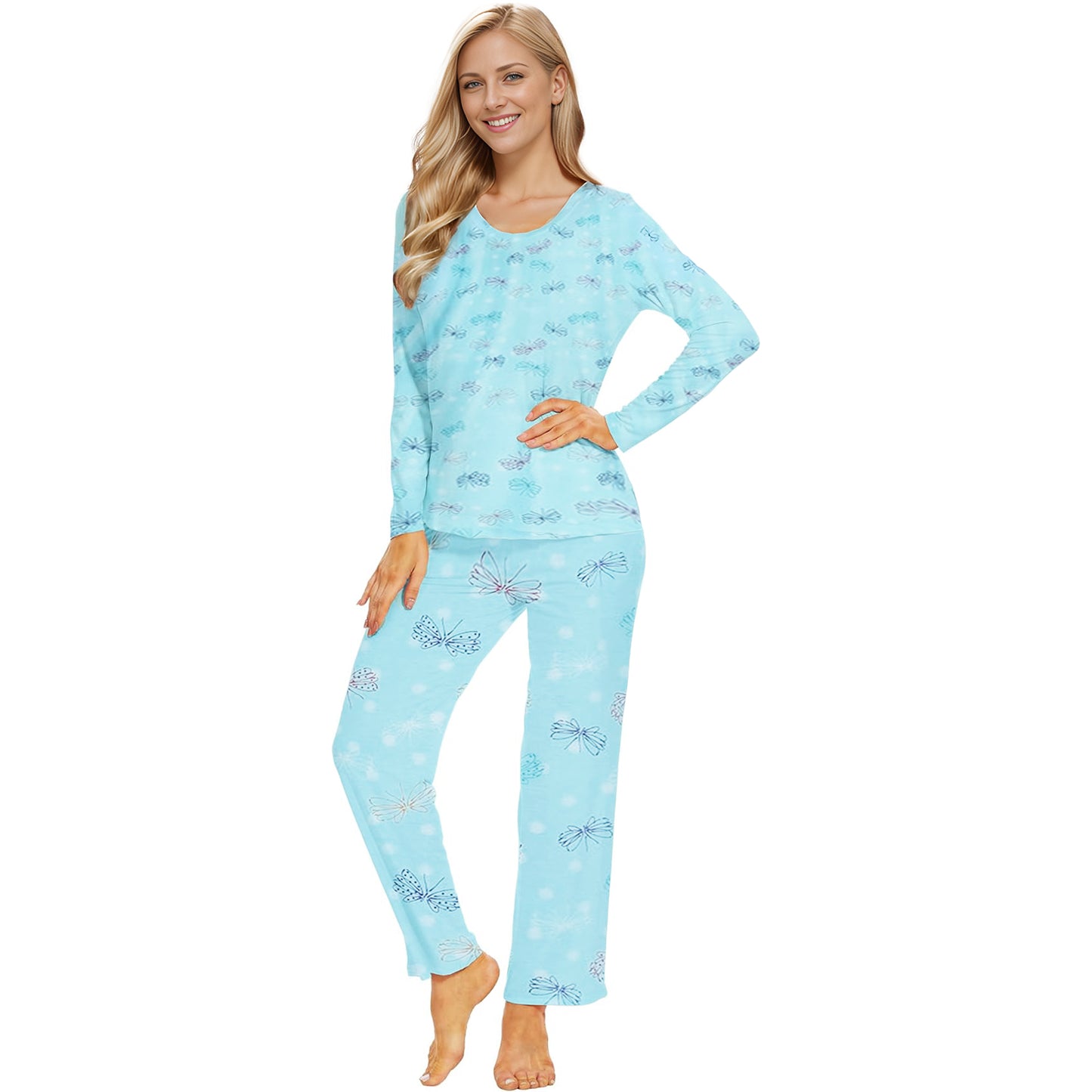 MLDRA Womens Pajama Sets Cotton Pj Set Long sleeves Top With Capri Pants Sleepwear 2 Piece Lounge Set