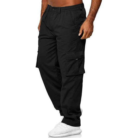 MLDRA Men's Cargo Pants Jogger Work Trousers Relaxed Fit Loose Casual Sweatpants Lightweight Slacks with Multi Pockets Black