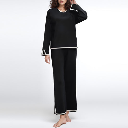 MLDRA Womens Pajamas Set Pjs Long Sleeve Crew Neck Lounge Wear Top with Long Pants 2 Piece Sleepwear