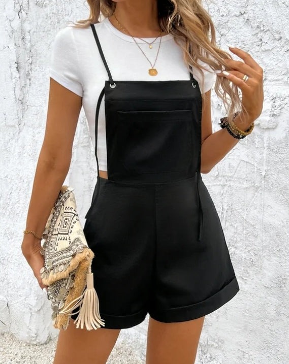 Women's Summer Rompers Adjustable Strap Sleeveless Overalls Casual Shorts Jumpsuit