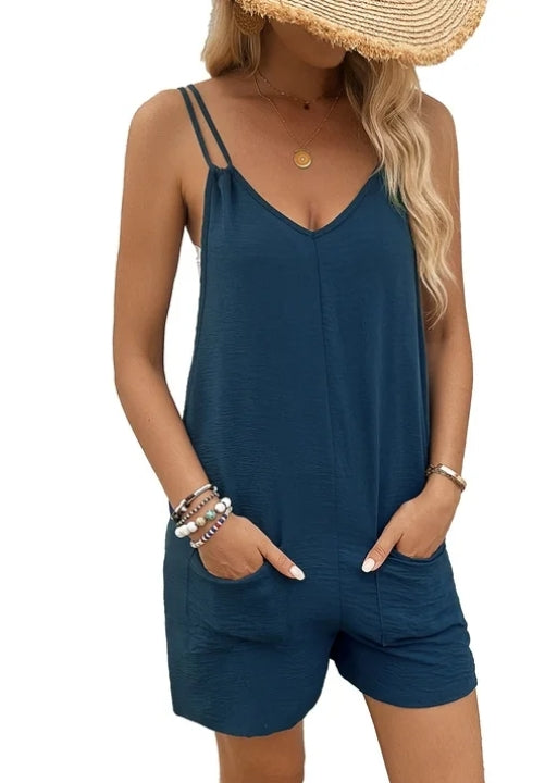 Womens Overalls Shorts Summer Sleeveless Jumpsuit Adjustable Strap Casual Rompers