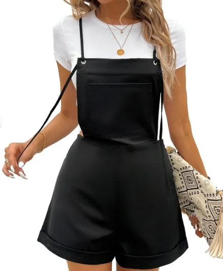 MLDRA Women's Summer Rompers Adjustable Strap Sleeveless Overalls Casual Shorts Jumpsuit