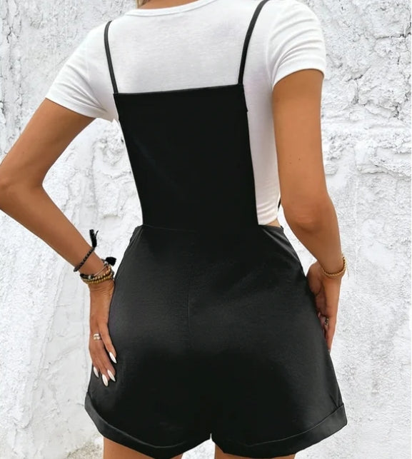 MLDRA Women's Summer Rompers Adjustable Strap Sleeveless Overalls Casual Shorts Jumpsuit