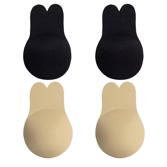 MLDRA 2 Pairs Sticky Bra Push up Backless Bra with Bunny Ears, Strapless Bra for Women Reusable Adhesive Lift Up