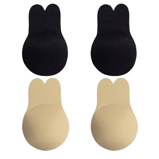 MLDRA 2 Pairs Sticky Bra Push up Backless Bra with Bunny Ears, Strapless Bra for Women Reusable Adhesive Lift Up