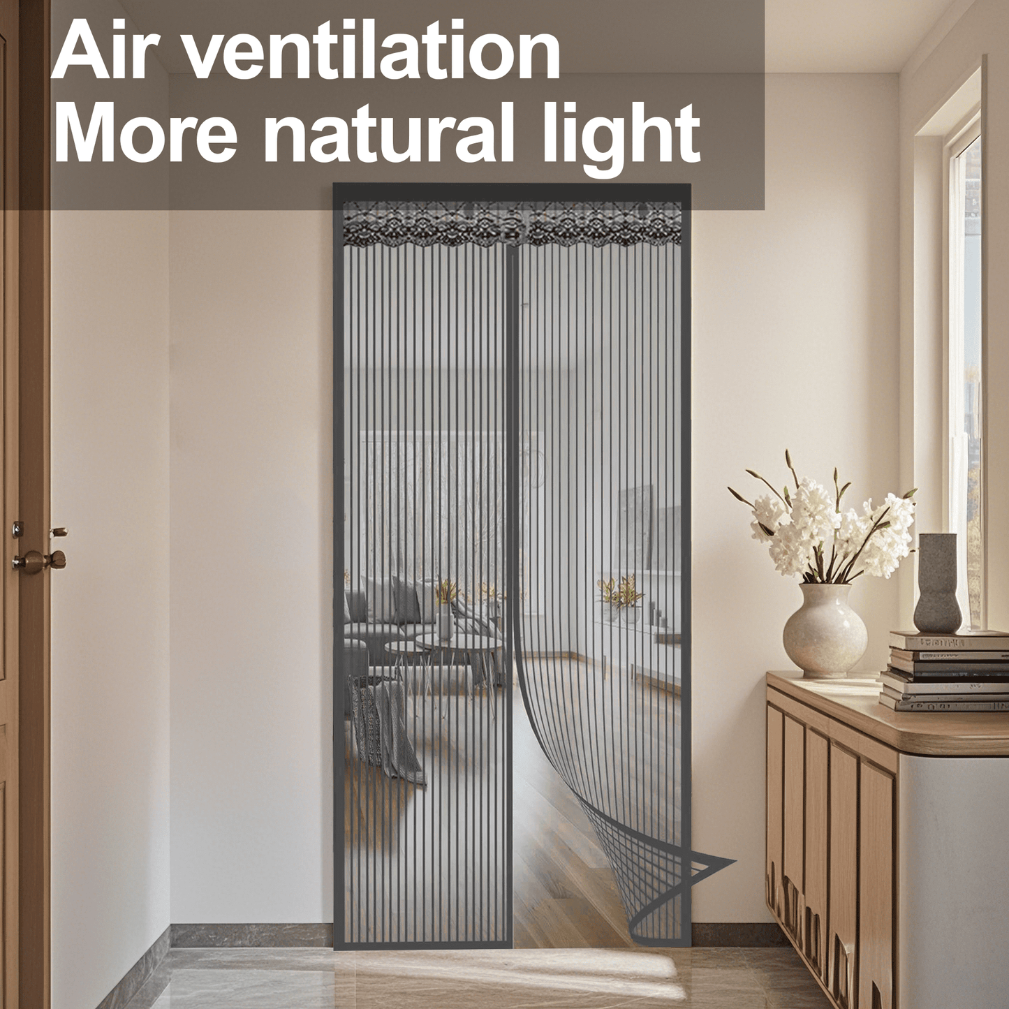 Magnetic Screen Door for Home, Auto-Close Heavy Duty Mesh Curtain, Bug Proof & Pet Friendly Design, Easy-Install Hands Free Entry, 35.4" x 82.7", Black