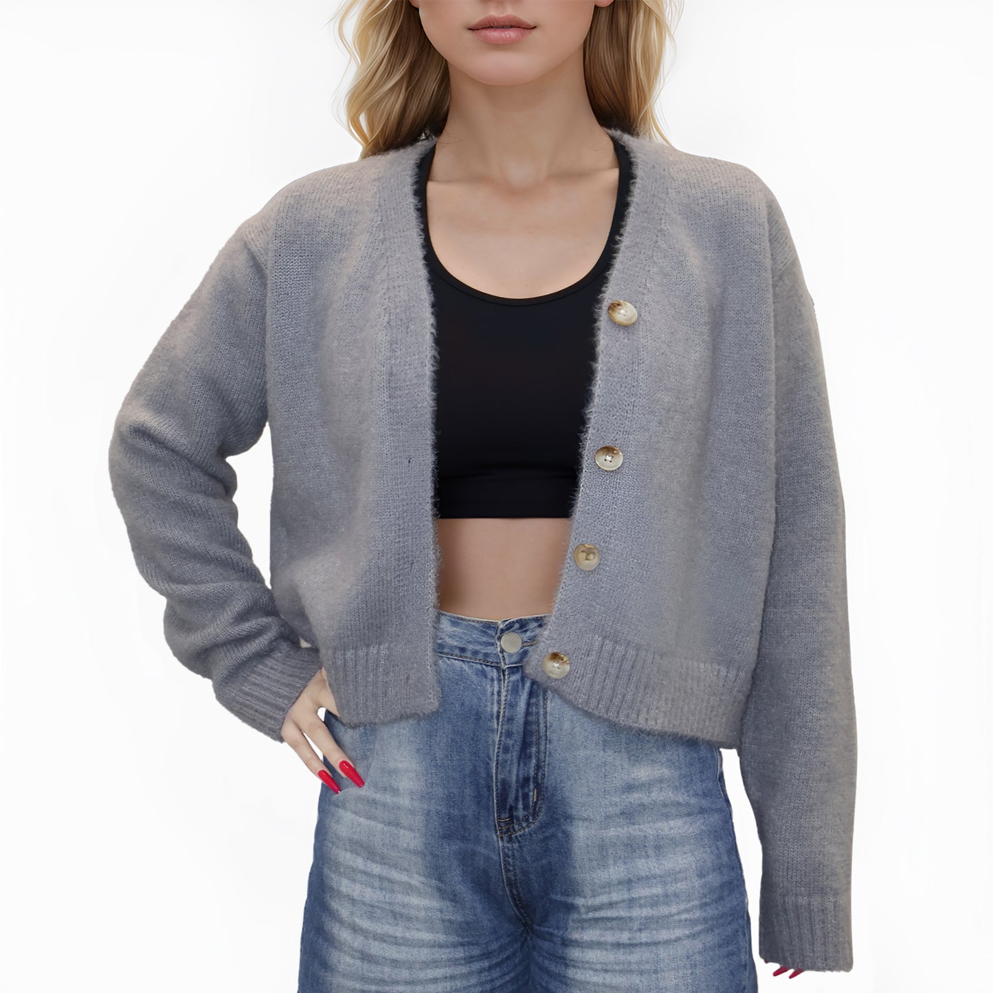 Womens Sweaters open cardigans Coat Long Sleeve V Neck Button Down Soft Knitwear Lightweight Outerwear