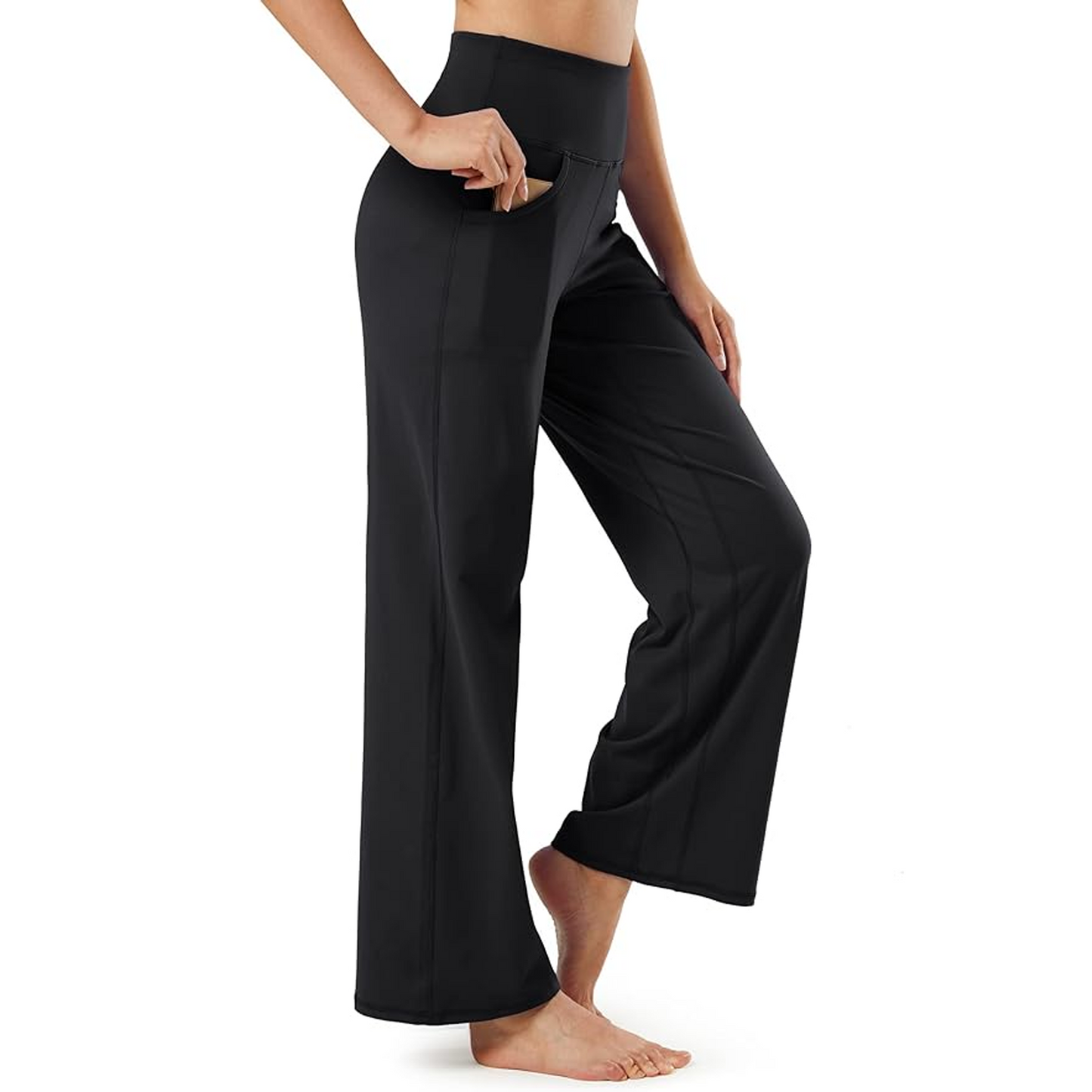 MLDRA Women's Wide Leg Pants Yoga Casual with Pockets Loose Trousers High Waisted Palazzo Lounge Pants Black