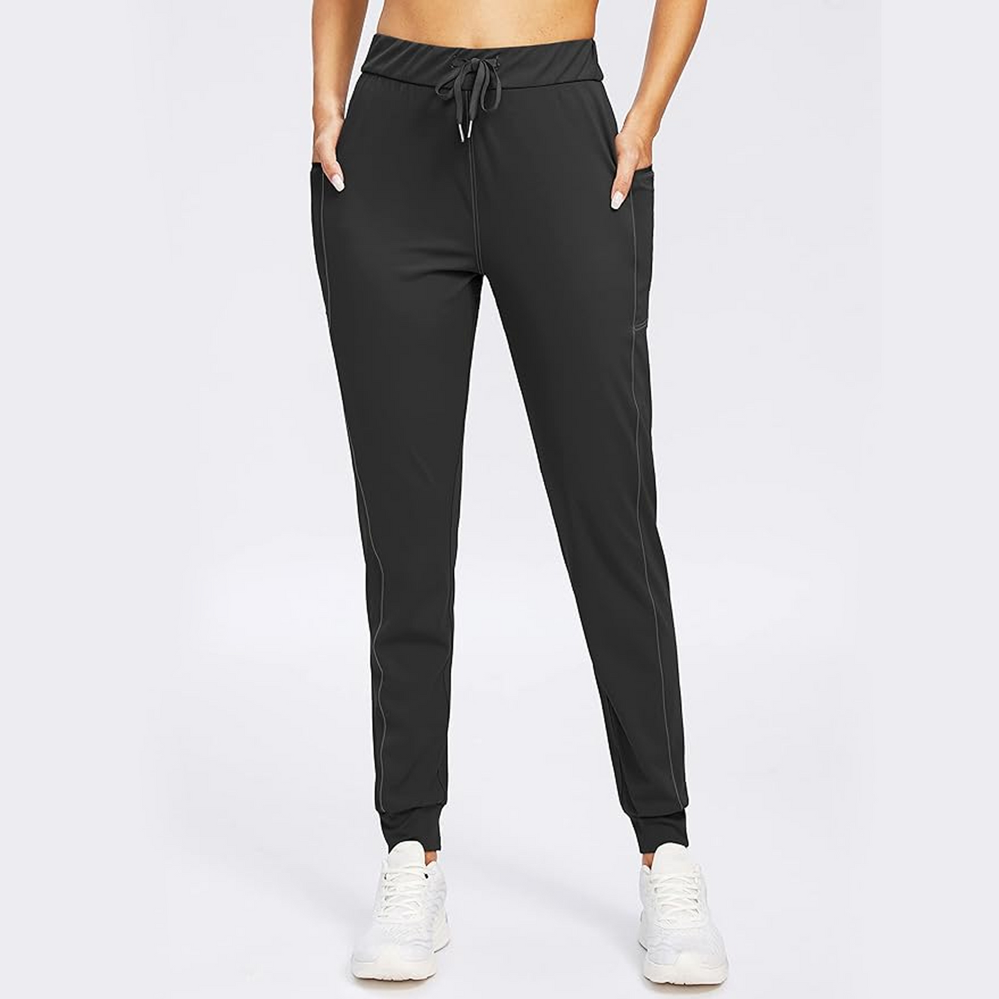 MLDRA Women's Joggers Sweatpants Yoga Pants with Pockets High Waisted for Gym Workout Running Athletic Black