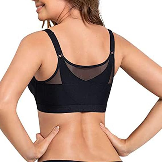 Women's No Underwire Bra Front Closure Full Coverage Back Support Crossed Unpadded Wirefree Comfortable Yoga Bra