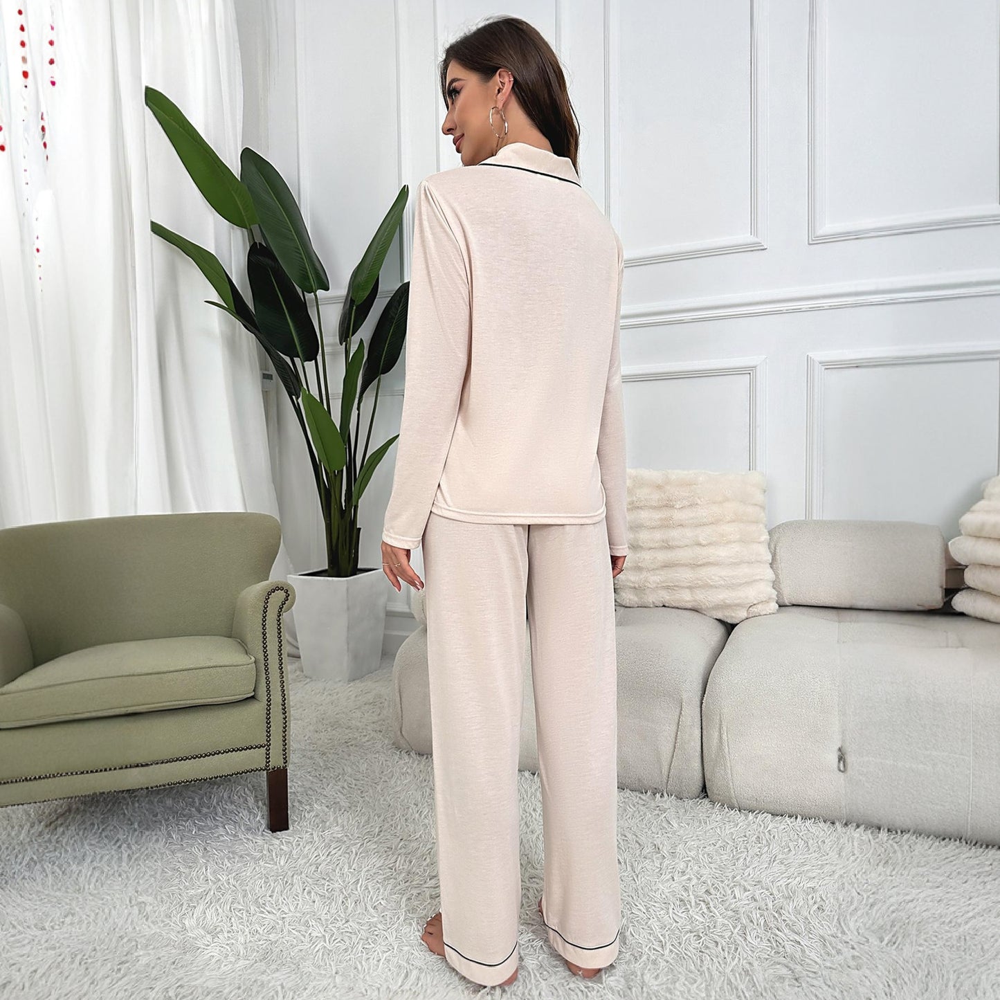 MLDRA Pajama for Women Sets PJs Button Up Long Sleeve with Lounge Pants Lightweight Soft Cute Women Pajama 2 Piece Set,2025 Fall
