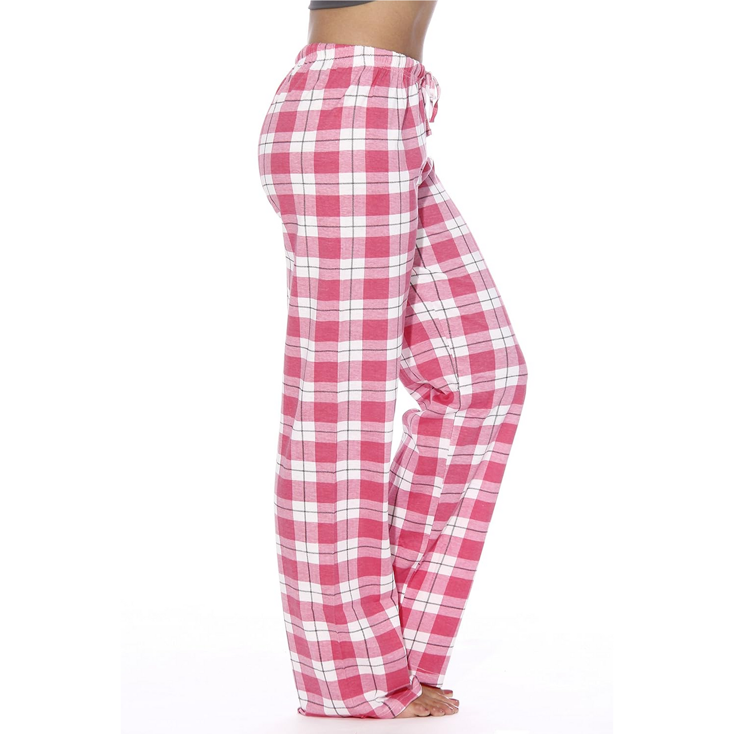 MLDRA Womens Pajama Pants Cotton Flannel Plaid Pants for Women Lounge Pants Women Soft PJ Pants Women Fall Pink