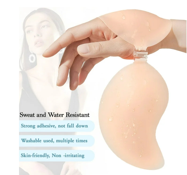 MLDRA 2 Pairs Sticky Bra Push Up Backless Bra Ultra Thin Adhesive Bra with Nipple Covers, Reusable Strapless Bras for Women, Invisible Silicone Bra
