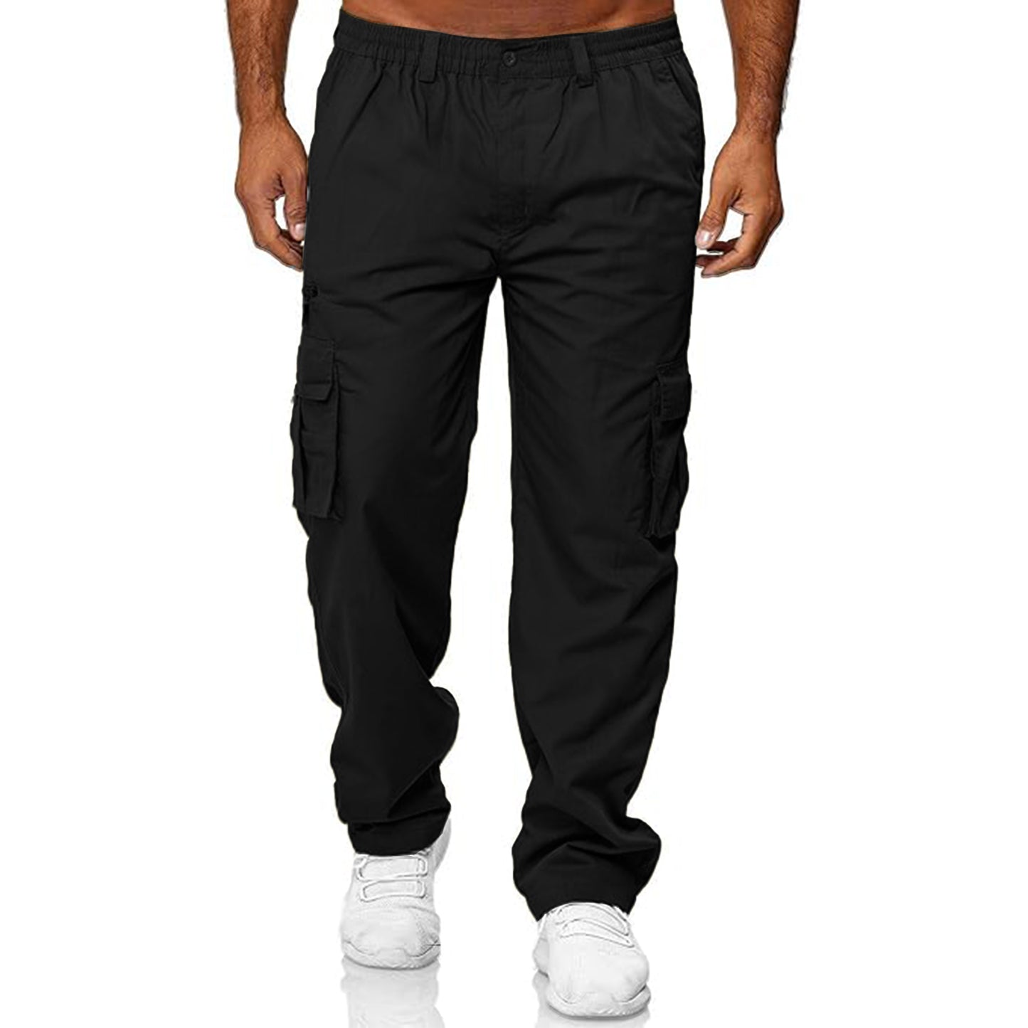 MLDRA Men's Cargo Pants Jogger Work Trousers Relaxed Fit Loose Casual Sweatpants Lightweight Slacks with Multi Pockets Black