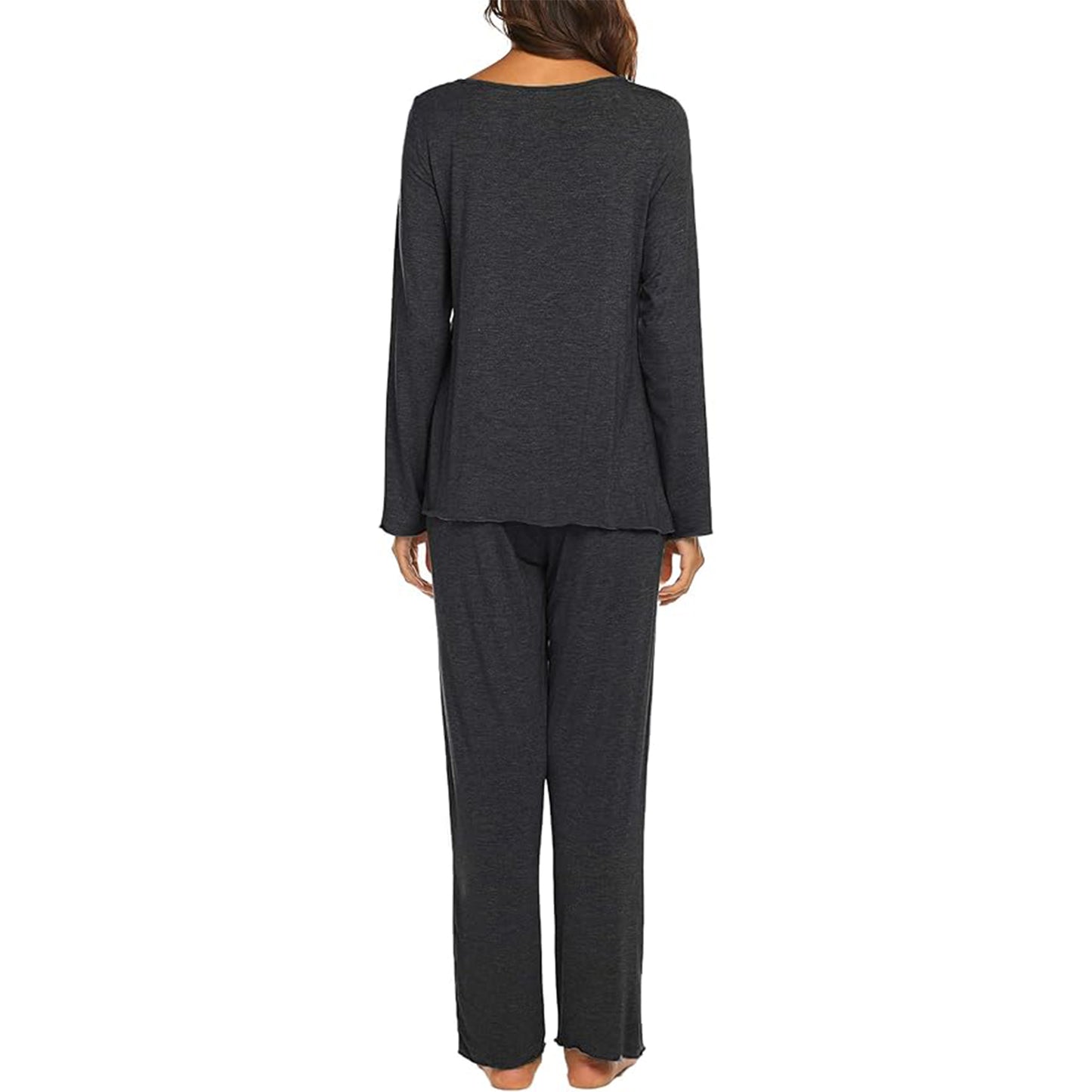 MLDRA Womens Pajamas Set Pjs Long Sleeve Deep V Neck Tops with Long Pants Lounge Sleepwear 2 Piece